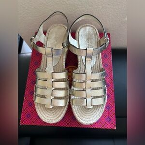 Tory Burch FISHERMAN ESPADRILLE WEDGE IN SPARK GOLD